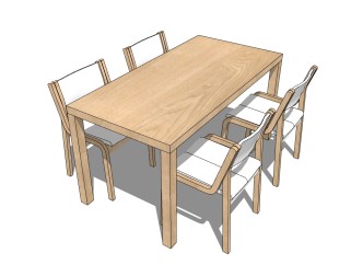 日式桌椅草图大师模型 ，桌椅组合skp文件下载