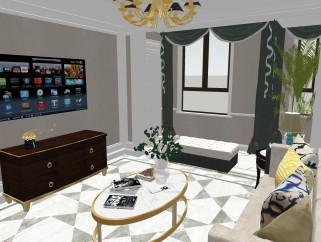 欧式豪华别墅家装组合免费su模型，客厅sketchup模型下载