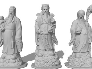 中式神仙雕塑su模型下载、神仙雕塑草图大师模型下载