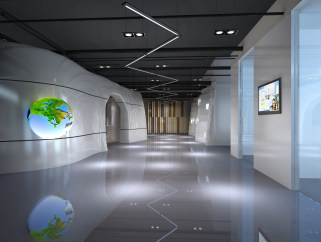 现代前卫风格室内工业材料展厅施工图附效果图cad图纸下载