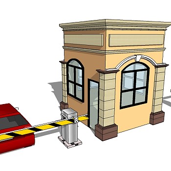 欧式门卫亭草图大师模型下载，亭子sketchup模型分享