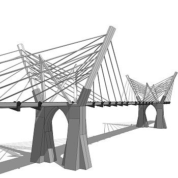 斜拉桥草图大师模型下载，斜拉桥sketchup模型分享