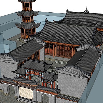 寺庙草图大师模型下载、寺庙su模型下载