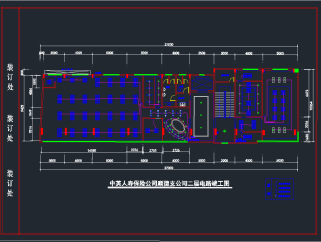 保险公司装饰CAD竣工图，办公空间CAD图纸下载