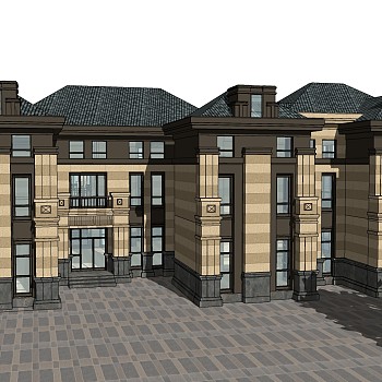 欧式别墅外观草图大师模型，别墅外观sketchup模型免费下载