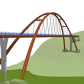 悬索桥设计草图大师模型下载，sketchup悬索桥su模型分享
