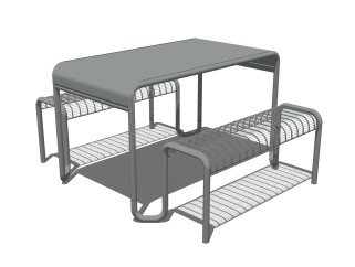 工业风餐桌椅su模型，户外餐桌椅组合草图大师模型下载