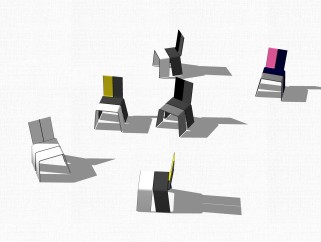 现代大草坪节点座椅草图大师模型，户外椅su模型下载
