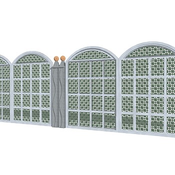 欧式铁艺景观墙围墙草图大师模型，铁艺景观墙围墙sketchup模型下载