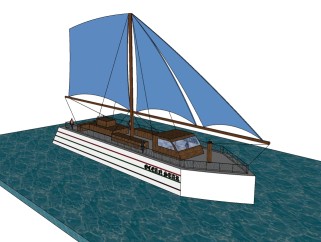 现代海船草图大师模型，海船sketchup模型下载