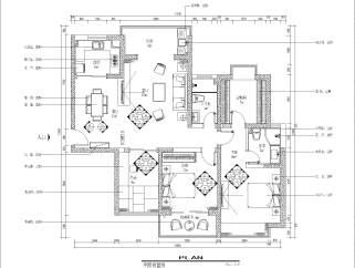 现代三室两厅130㎡天虹国际施工图cad图纸dwg文件下载