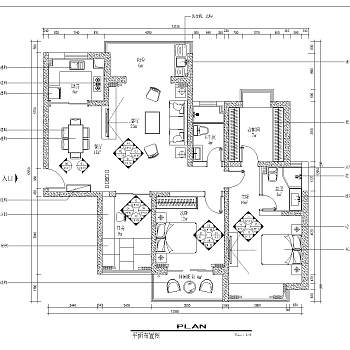 现代三室两厅130㎡天虹国际施工图cad图纸dwg文件下载