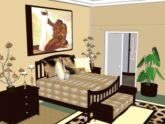 美式室内卧室SKP模型设计