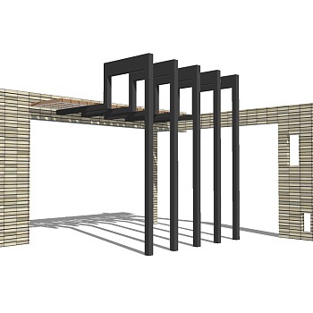 现代简约廊架草图大师模型，廊架sketchup模型下载