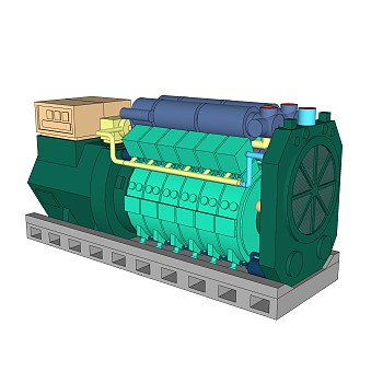 现代柴油发电机草图大师模型，柴油发电机sketchup模型下载
