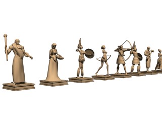 复古欧式战士雕塑su模型,摆件草图大师模型下载