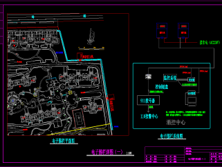 脉冲电子围栏CAD系统图，机房弱电CAD施工图纸下载