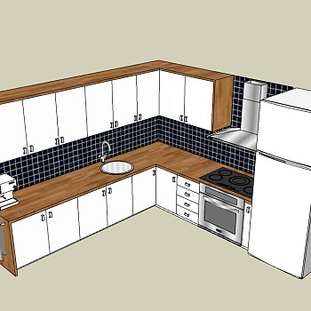 橱柜sketchup模型，厨房柜草图大师模型下载