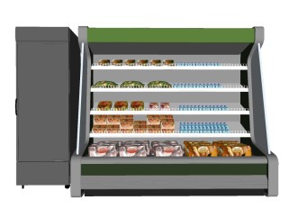 现代超市冷藏柜su模型，超市冷藏柜草图大师模型下载