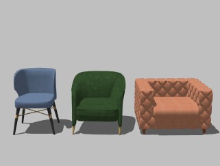 现代轻奢单人沙发su模型，单人沙发sketchup模型下载