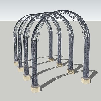 欧式廊架草图大师模型，廊架sketchup模型下载