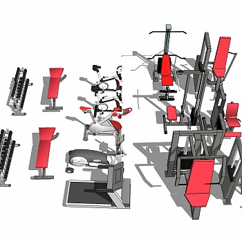 现代健身器材草图大师模型，健身器材su模型下载