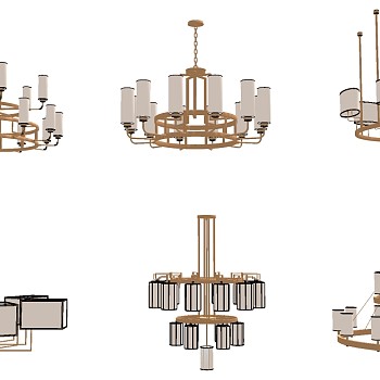 新中式吊灯su模型，吊灯sketchup模型下载