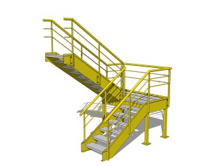 现代工业旋转楼梯草图大师模型，钢架楼梯su模型