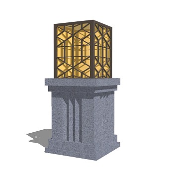 新中式造型地灯草图大师模型，造型地灯sketchup模型下载