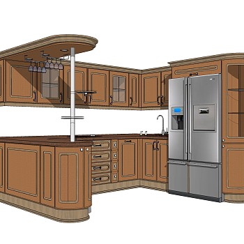 美式橱柜sketchup模型，橱柜草图大师模型下载