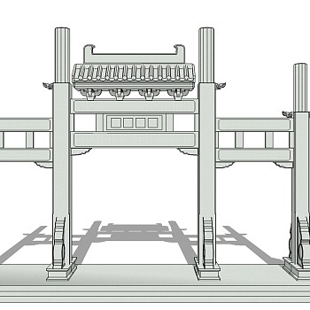 中式徽派建筑牌坊草图大师模型下载、徽派建筑牌坊su模型下载