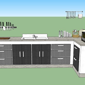 现代橱柜su模型，橱柜sketchup模型下载
