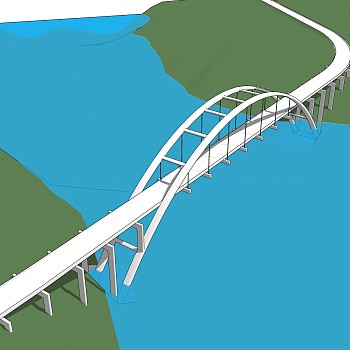 悬索桥设计草图大师模型下载，sketchup悬索桥su模型分享