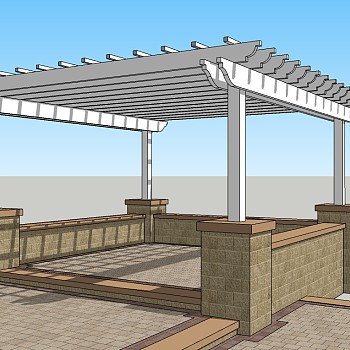 现代景观廊架草图大师模型，景观廊架sketchup模型下载