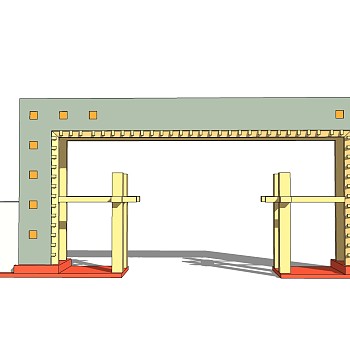 现代简约风入口大门su模型下载，sketchup入口大门skp模型