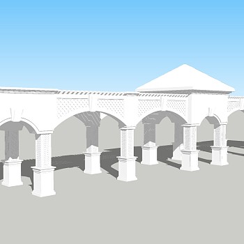 欧式中心廊架草图大师模型，中心廊架sketchup模型下载