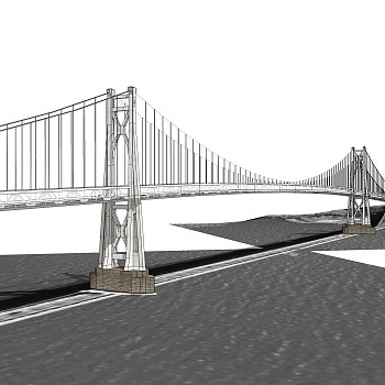 悬索桥设计草图大师模型下载，sketchup悬索桥su模型分享