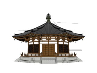 日式楼阁免费su模型下载、日式楼阁草图大师模型下载