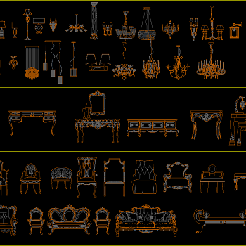 欧式古典家具图库，cad图库下载