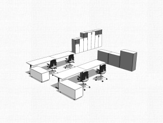 现代办工桌草图大师模型，办公桌sketchup模型，办公桌su素材下载