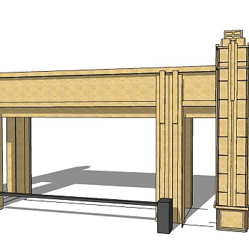 欧式入口大门草图大师模型下载，入口大门sketchup模型