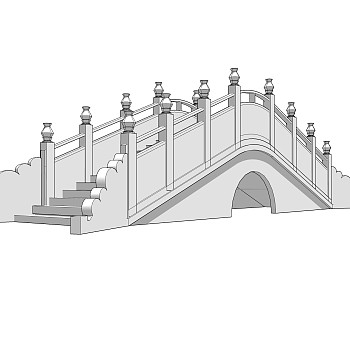 拱桥草图大师模型下载，sketchup拱桥模型分享