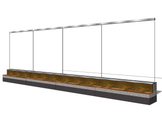 现代玻璃护栏免费su模型，栏杆skb文件下载
