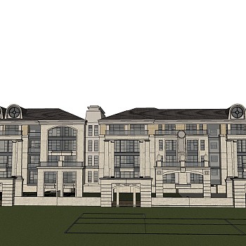 欧式私人别墅外观草图大师模型，SU模型免费下载