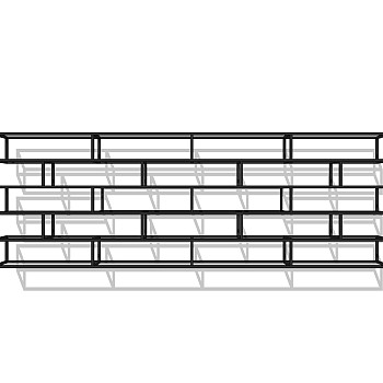 铁艺隔断书架草图大师模型，简约书柜效果图su模型下载