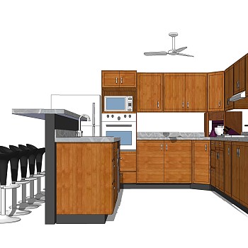 现代橱柜草图大师模型，橱柜sketchup模型下载