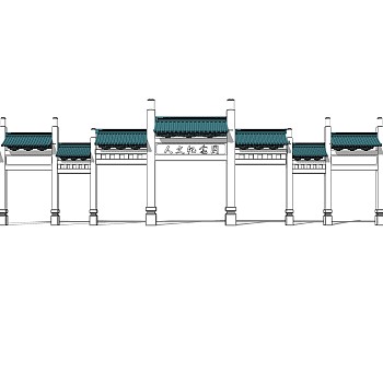 现代牌坊牌楼su模型下载，入口大门sketchup模型分享