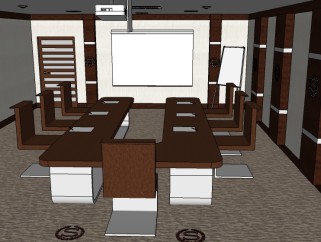 公司小型会议室SU模型，会议室草图大师模型下载