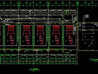 泵房变电站安装间电气CAD施工图纸，变电站电视施工CAD图纸下载