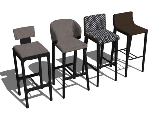 现代吧凳吧椅组合草图大师模型，吧凳吧椅sketchup模型下载